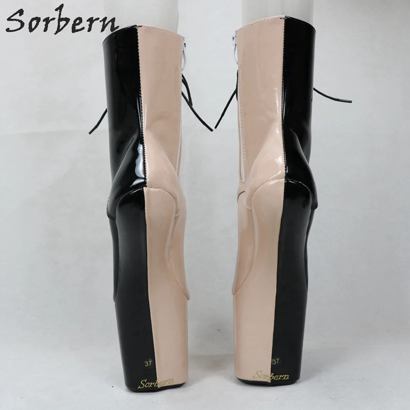 Sorbern двухсторонние ботильоны для женщин Heelless светильник копыта стиль короткие женские ботинки Стриптизерша каблуки открытый носок пользовательские цвета