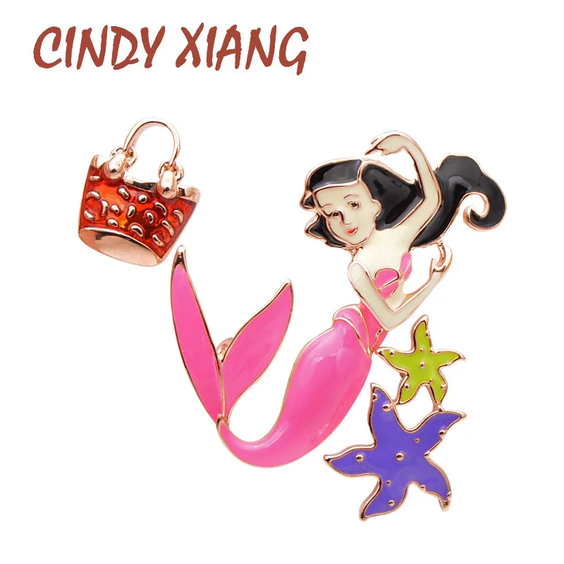 

CINDY XIANG 3pcs/set Mermaid Brooches For Women Enamel Metal Pin Badges Fashion Brooch Red Color New Design 2020 Amazing Price