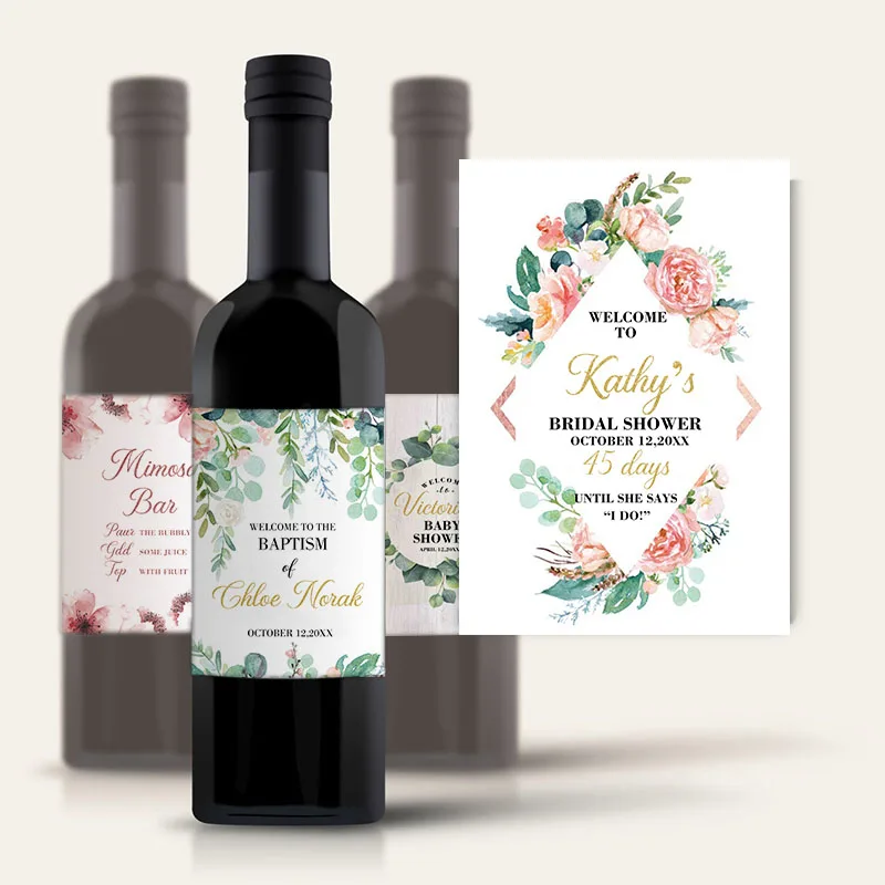 20pcs Custom Wine Bottle Labels Personalized Bridal Shower Birthday Decor Wedding Wine Stickers Bachelorette Party Supplies - Party & Holiday Diy ...