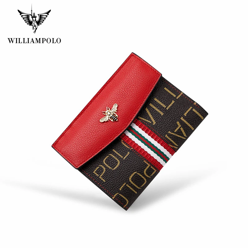 Женский короткий кошелек из кожи Williampolo мини с пряжкой и отделением для монет