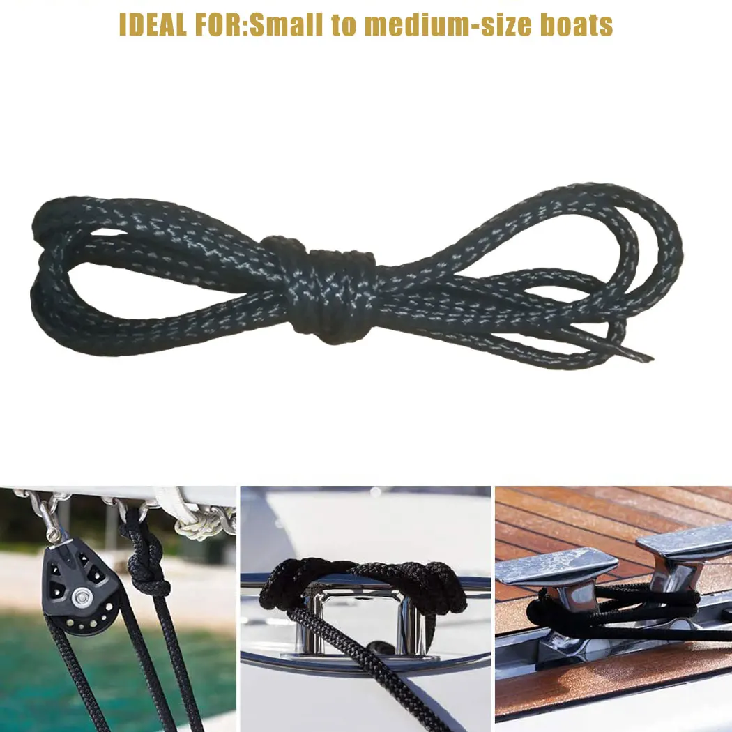 Nylon Double-Braided Mooring Lines Dock Lines Boat Wharf Anchor Ropes Bungee Cord for Dinghy Marine Fishing Kayak Yacht Docking