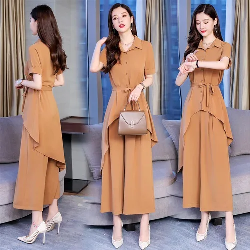 

2019 Summer Fashion Comfortable Simple Cool Solid Color Short Sleeve Set