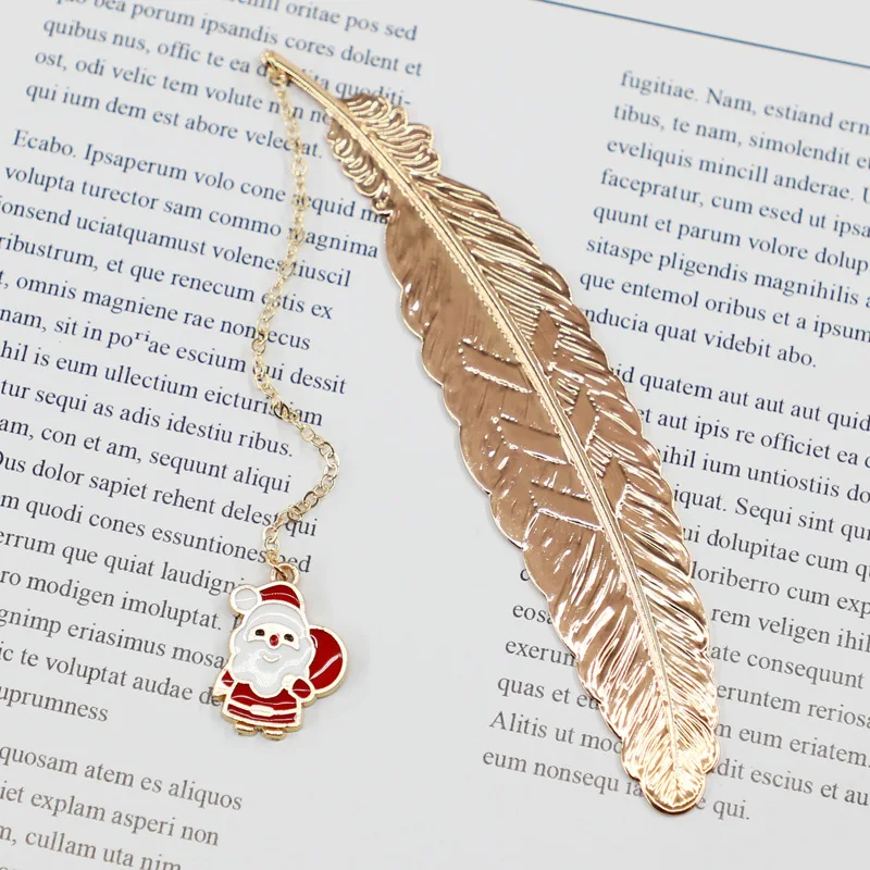 

Cute Christmas Metal Feather Bookmarks Santa Claus Snowflakes Book Marks for Teachers Gift Beautiful Book Accessories