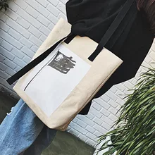 Микро для нового стиля корейский стиль студентов Экологически чистая сумка простая сумка для покупок с принтом большая емкость плеча женщин