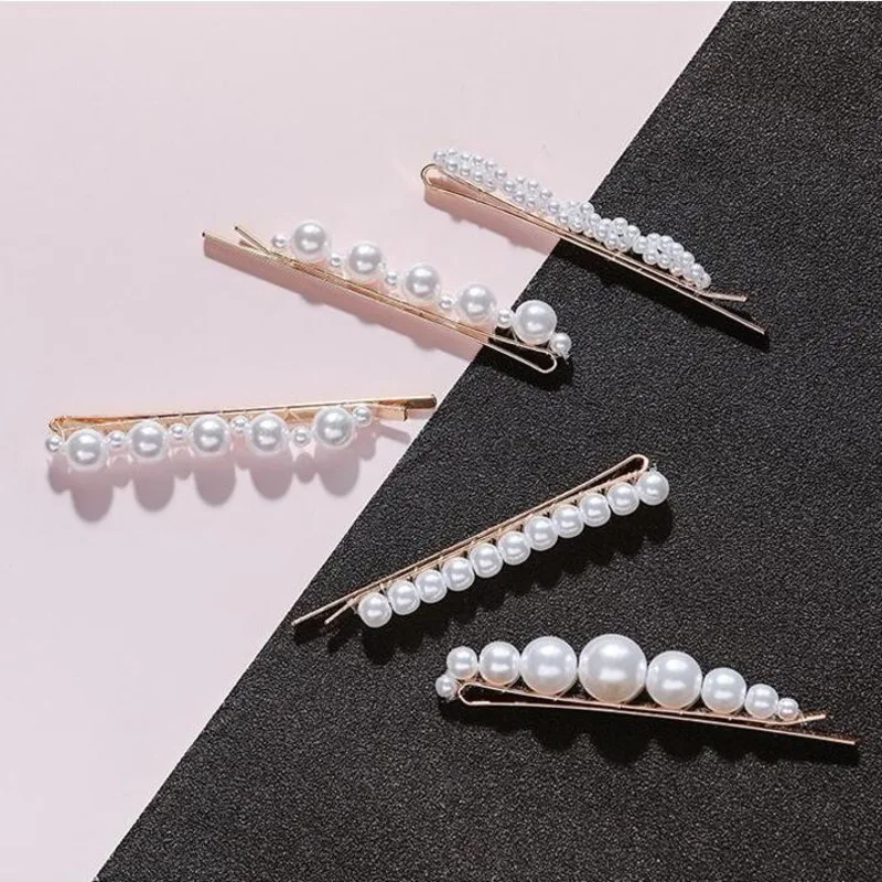 

Korean Simulated Pearl Barrettes Beaded Women Hair Clip Hairgrips Hair Accessories Girls Jewelry Fashion Hair Pins 2019
