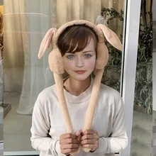 Зимние плюшевые милые женские наушники, движущиеся подушки безопасности, уши кролика, теплые наушники, подарок, вечерние игрушки для танцев, реквизит для фотосессии# y2