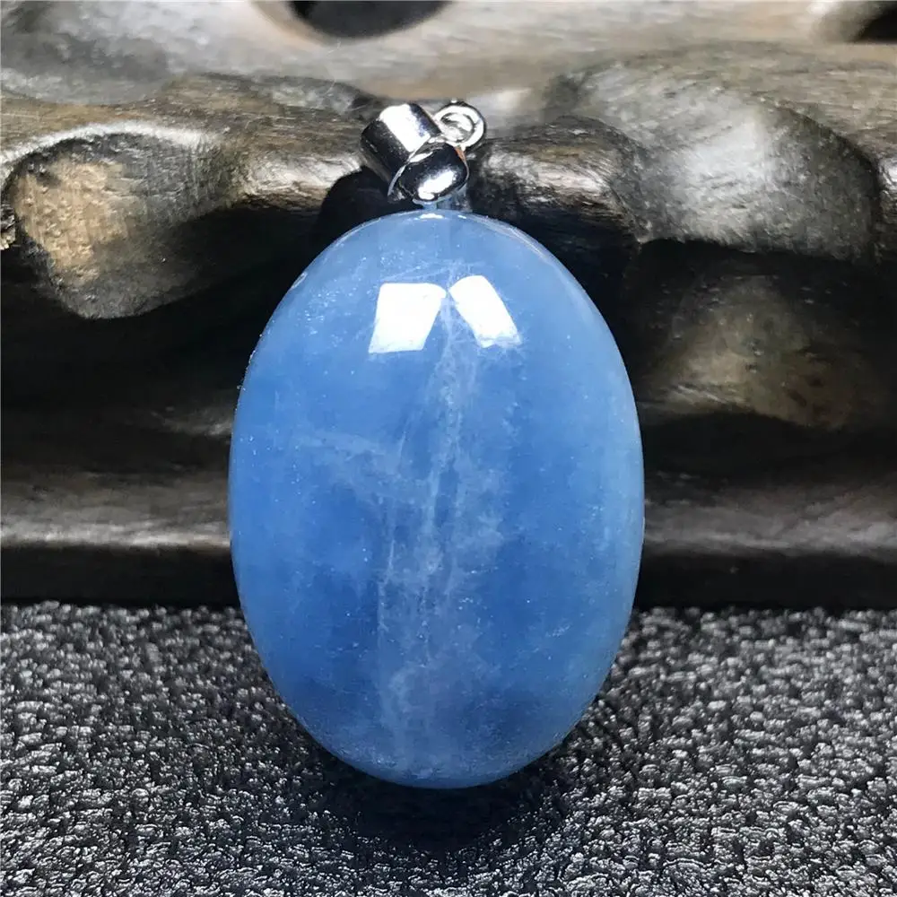 

Top Natural Blue Aquamarine Pendant For Women Man Crystal 27x20x14mm Clear Oval Beads 925 Silver Necklace Pendant Jewelry AAAAA