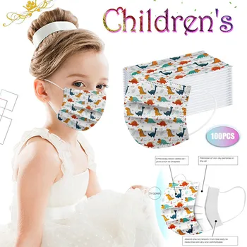 

Kids Disposable Face Mask 100Pcs 3ply For Protection Breathable Cartoon Print Gezichtsmasker маска для лица тканевая