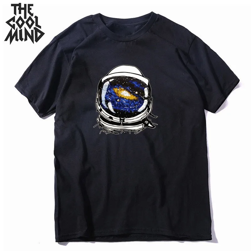 COOL MIND 100% cotton o-neck cool space print men T shirt causl loost men tshirt summer t-shirt mens tee shirts CR-c0107