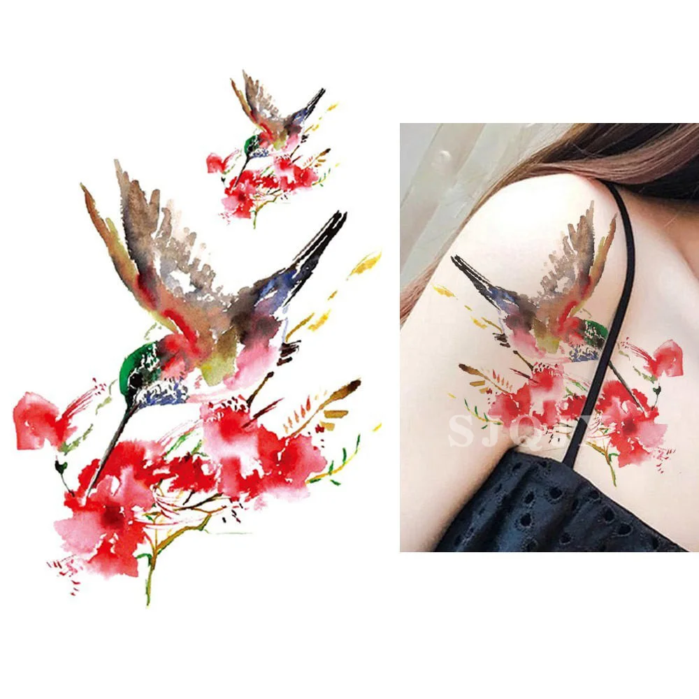 Временный черный лист для тату стикер сексуальные цвета поддельные татуировки сорока птица цветок тату Водонепроницаемый маленькое боди-арт для мужчин и женщин - Цвет: Y