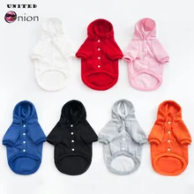 Осень и зима стиль милый сплошной цвет с капюшоном пальто теплые домашние животные Щенок Одежда Французский бульдог Тедди маленькая форма в виде собаки одежда