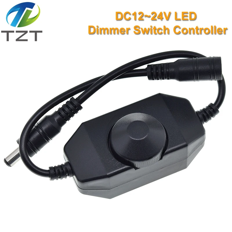 TZT LED Dimmer Switch Brightness Adjust Controller for 3528 5050 5730 5630 Single Color Strip Light DC 12V 24V Black/White | Электронные