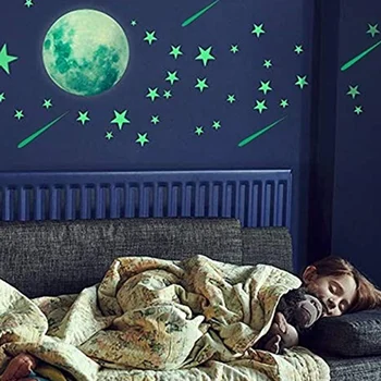 

Children Stickers Girl Boy Bedroom Decoration Glowing Luminous Stars Moon Wall Stickers Home Decordation