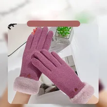 Nova moda luva luvas de inverno das mulheres mais veludo grosso kawaii quente e frio à prova vento proteção tela toque ciclismo luvas