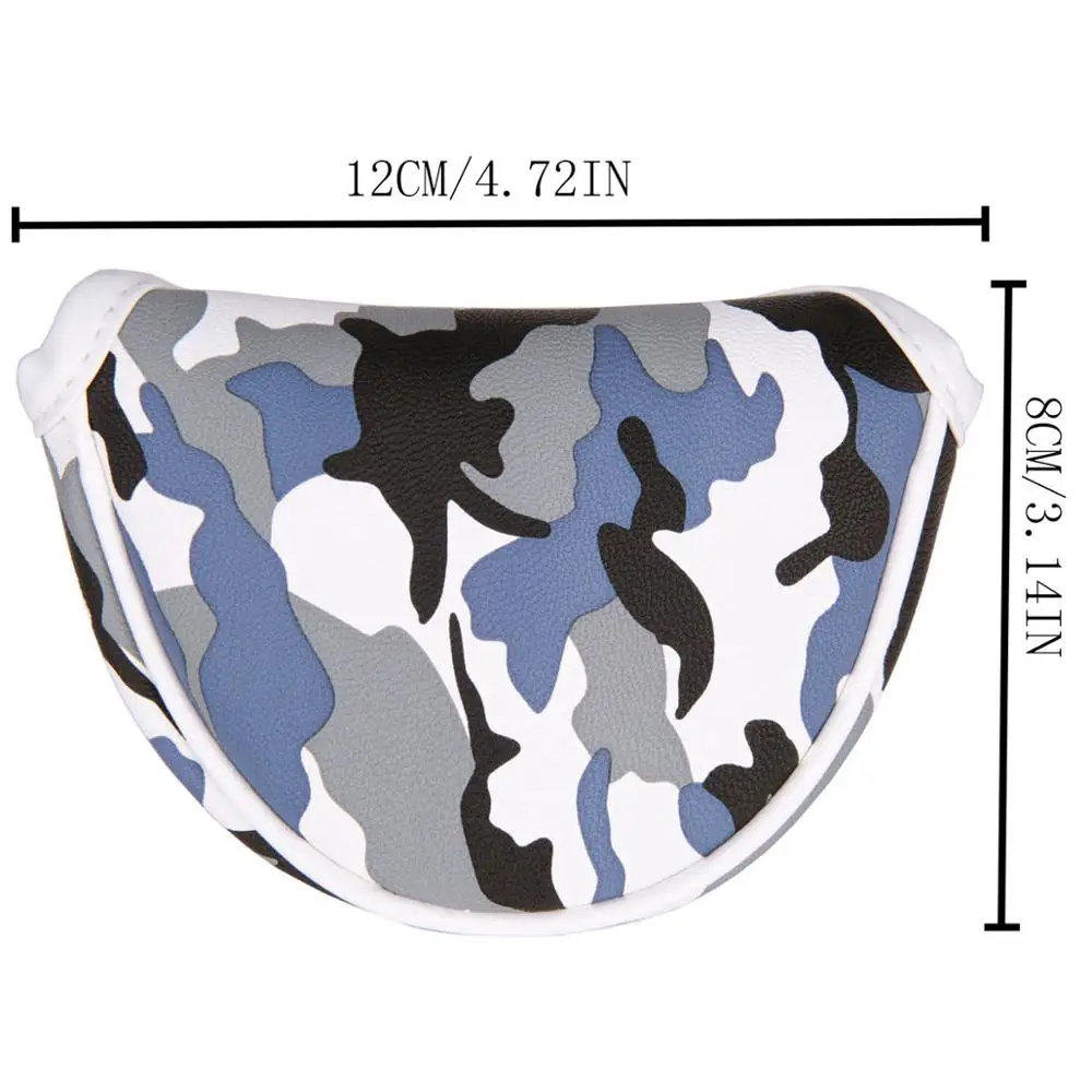 1pc Magnetic Closure Golf Club Mallet Putter Head Cover Quality Leather With Camouflage Style Blue Small Mallet Putter Cover