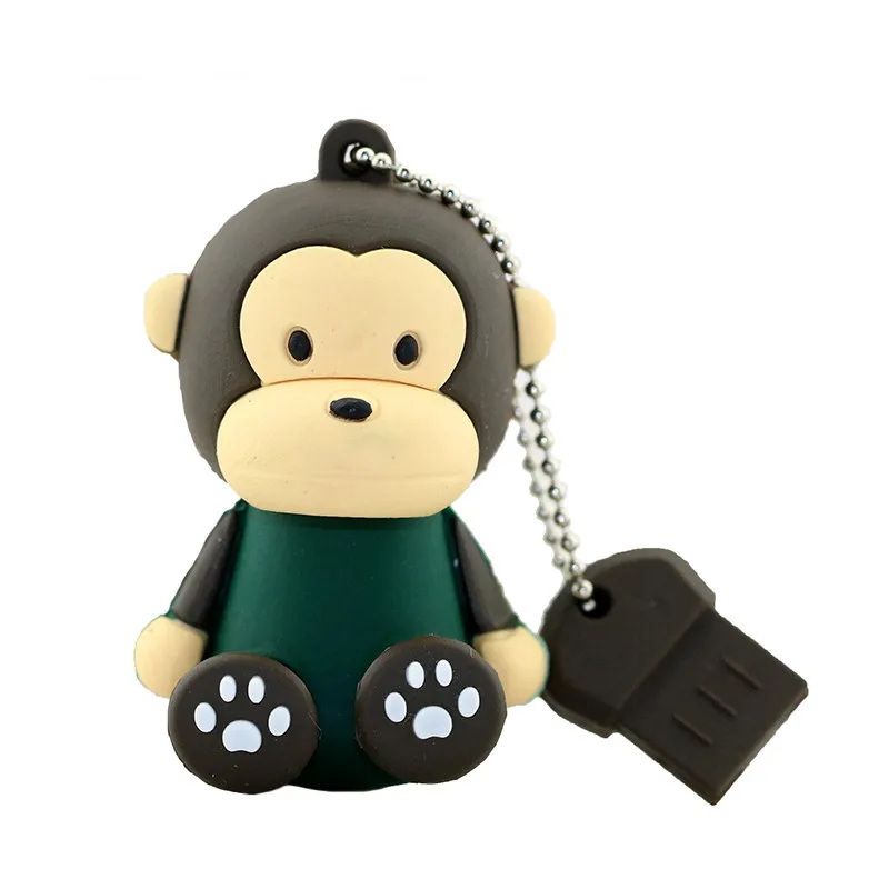 Usb флеш-накопитель с мультяшными милыми животными, обезьянка, USB флеш-накопитель, флешка, 4 ГБ, 8 ГБ, 16 ГБ, USB флешка, Внешняя память, флеш-накопитель - Цвет: Black Green