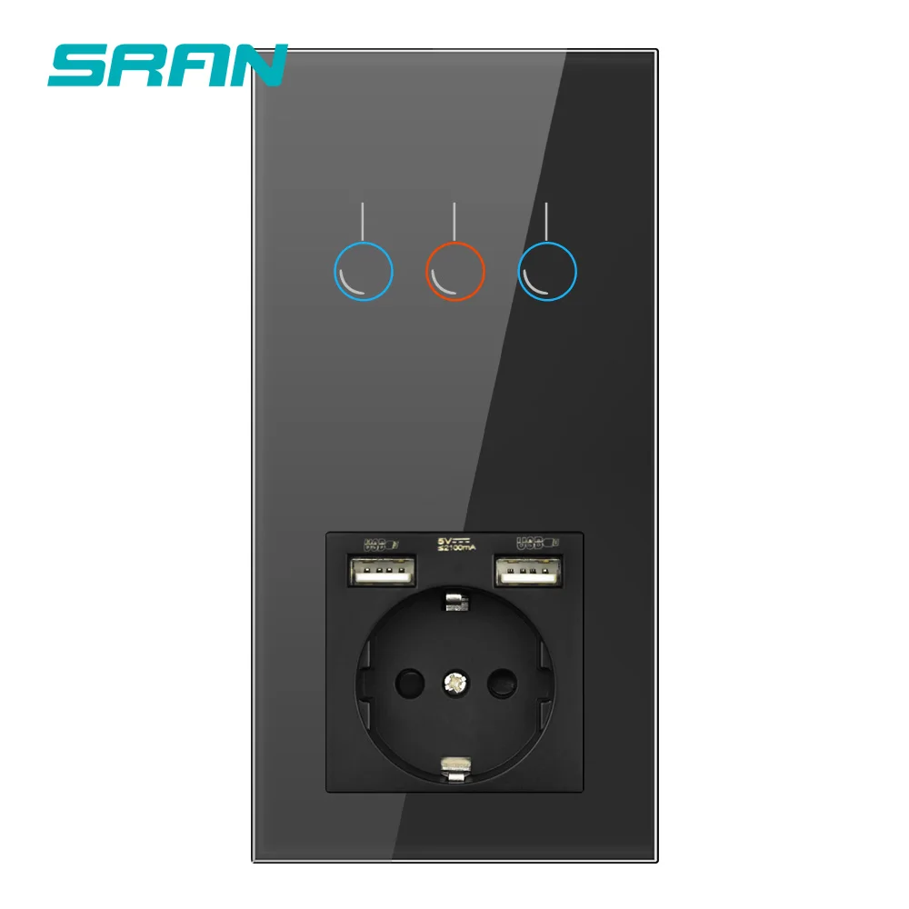 Выключатель SRAN с датчиком розетка usb вертикальная установка панель из