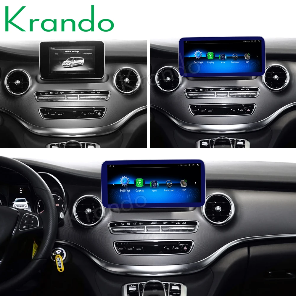 Krando Android 10.0 4G 128G 10.25'' Car Radio For Mercedes Benz C W205 GLC-X25 V CLASS W446 2015-2020 NTG 5.0 5.5 Carplay
