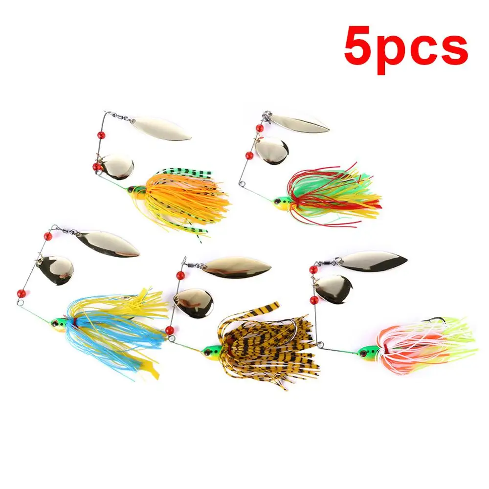 

5 pcs Fishing Lures kit Alloy Spinner pesca Bait Pike Bass strong Hook colorful beard design Fishing accessories 2020