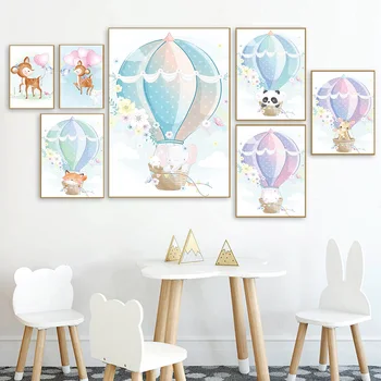 

HD Cartoon Animal Cute Elephant Giraffe Canvas Poster Painting Kindergarten Baby Room Children's Room Canvas Wall Art Home Decor