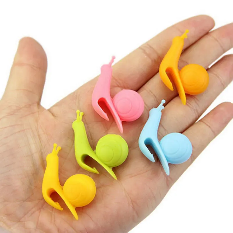 10x Creative Snail Shape Silicone Tea Bag Holder Cup Mug Candy Color Gift Set