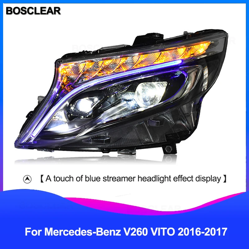Для Benz V260 все светодиодный налобный фонарь+ задний фонарь- для Mercedes vito светодиодный налобный фонарь+ задний фонарь DRL Bi-светодиодный объектив автомобильные аксессуары