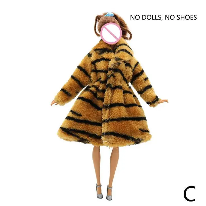 1 шт., модная кукольная одежда, плюшевое пальто леопардового цвета, высококачественная одежда ручной работы, Кукольное платье, пальто для кукольных аксессуаров, подарок для девочек - Цвет: C