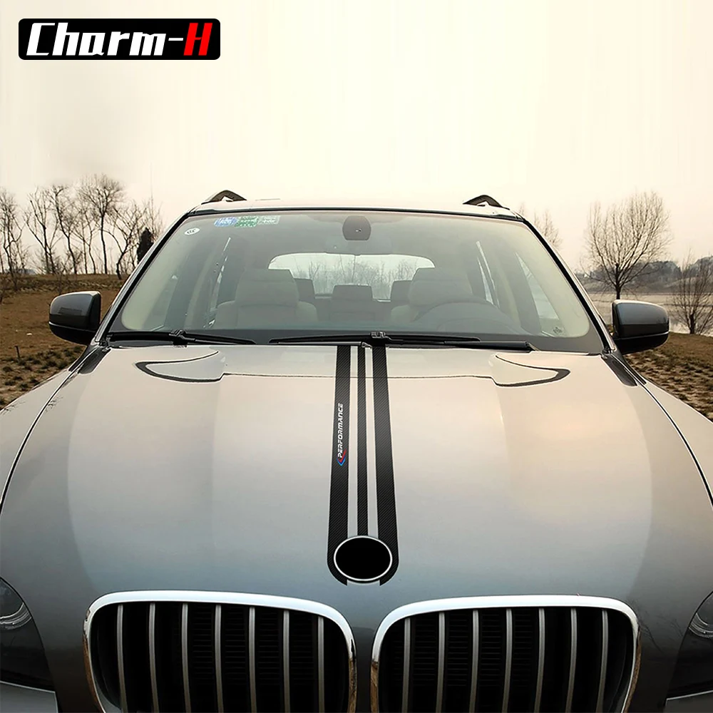 Car Styling 5D Carbon Fiber Car Hood Bonnet Sticker Decals M Performance Decor For BMW e90 e46 e39 e60 f30 f10 f15 f16 X5 x6 X3