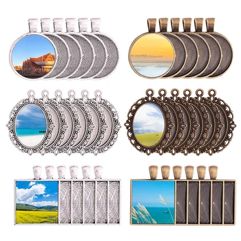 

72pcs 3 Styles Round Oval Square Pendant Trays With Glass Cabochon Crafts DIY Jewelry Making Gifts