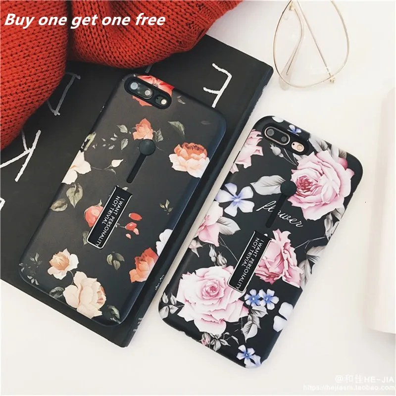 Phone Case For iPhone X XR XS Max 8 7 6 6s Plus Retro Classical Flowers Painting Funny Stretch Ring Stand Cover Cases |