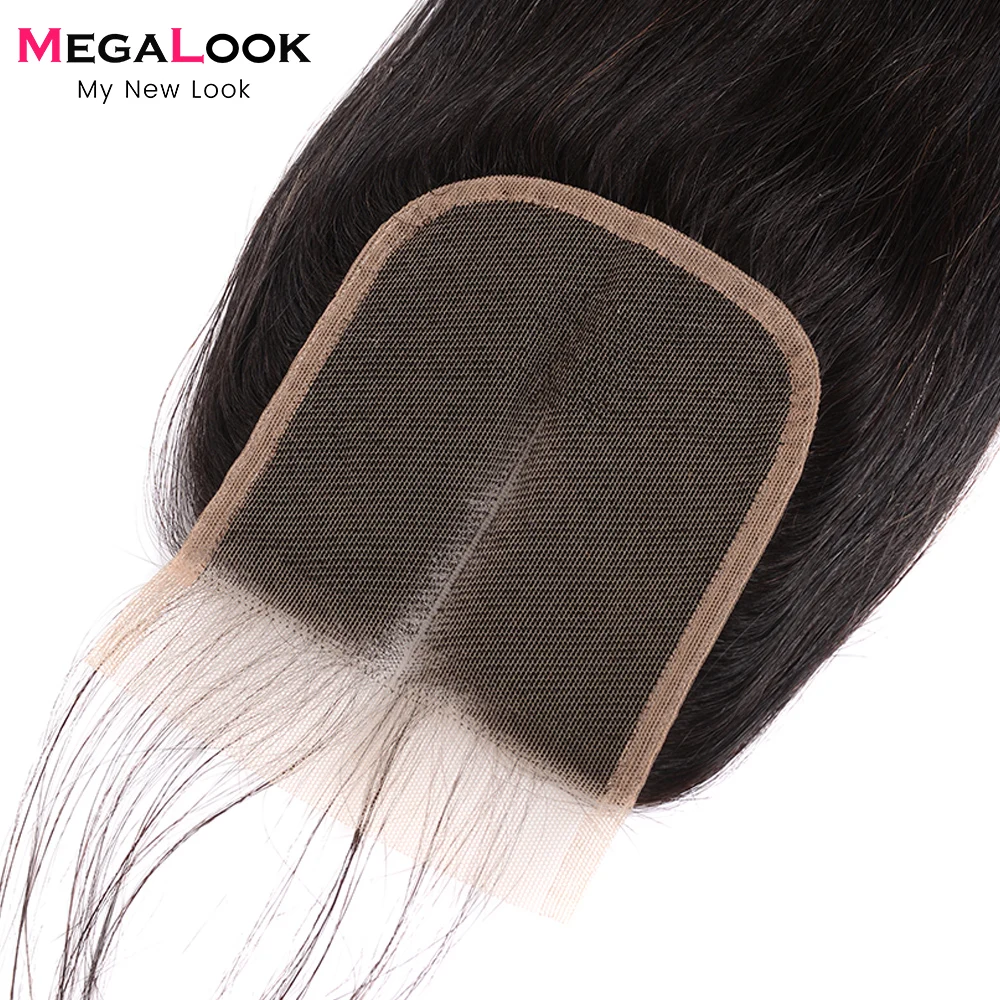 Fechamento do Laço Fechamento Descorado Livres - Meio Três Parte Cabelo Reto Brasileiro 100% Humano Cor Natural 4x4 Nós 6 High Quality Apliques e perucas