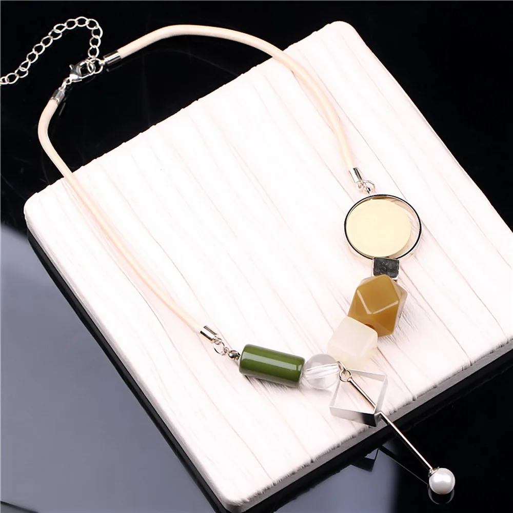 Модный смолы жемчуг подвеска из деревянных бусин ожерелье для женщин девушек