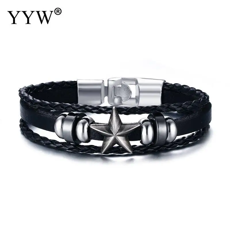 Новое поступление обертка из натуральной кожи еврейская звезда Давида очаровательный браслет винтажные подарки на удачу ювелирные изделия браслеты для женщин и мужчин гексаграмма манжеты