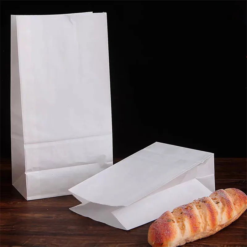 50 / 100PCS 크래프트 종이 가방 흰 빵 Hiraguchi 가방 캔디 선물 가방 샌드위치 가방을 포장 꺼내