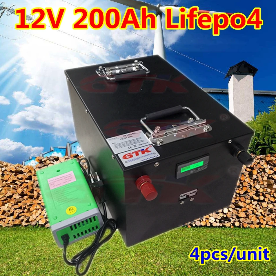 4 шт./лот lifepo4 12v 200ah литиевая батарея для дома на колесах солнечная панель RV caravans