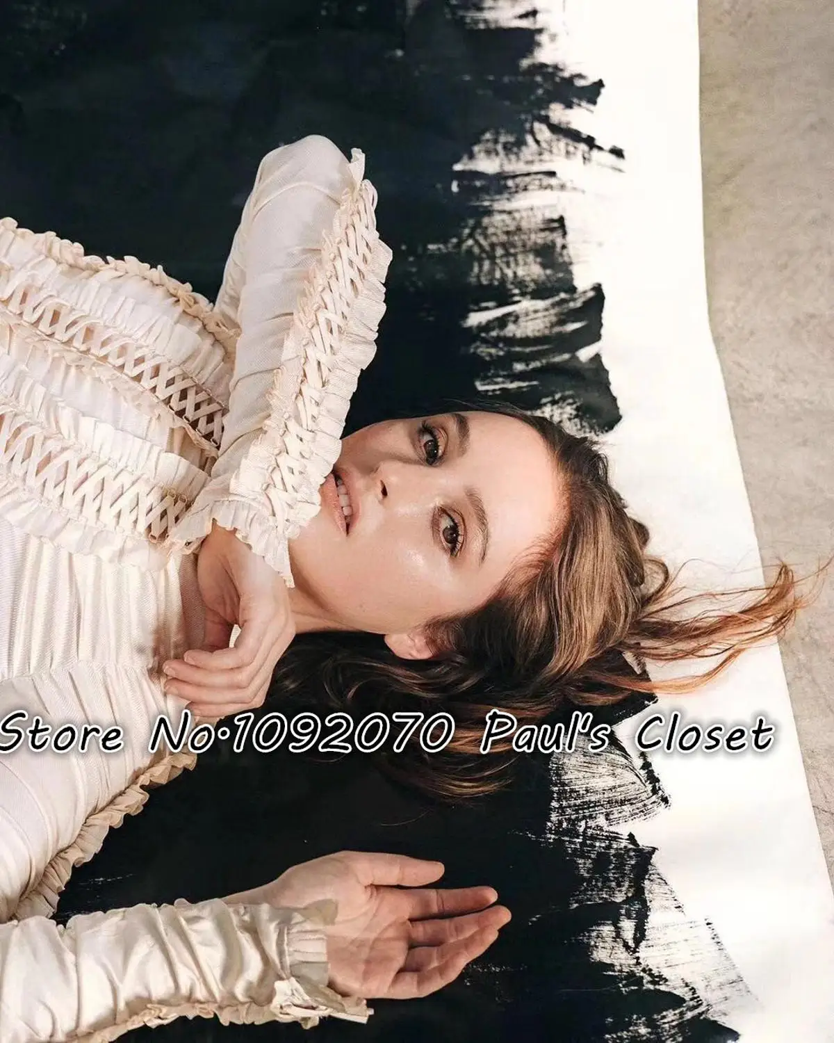 LILYPAUL женское платье миди с длинными рукавами на шнуровке и рюшами S2016T1824