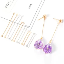 50pcs 20/25/40mm Metal Steel Double Eye Pin Earrings Charm Connector Rod For DIY Jewelry Making Earrings Connector Pins Findings
