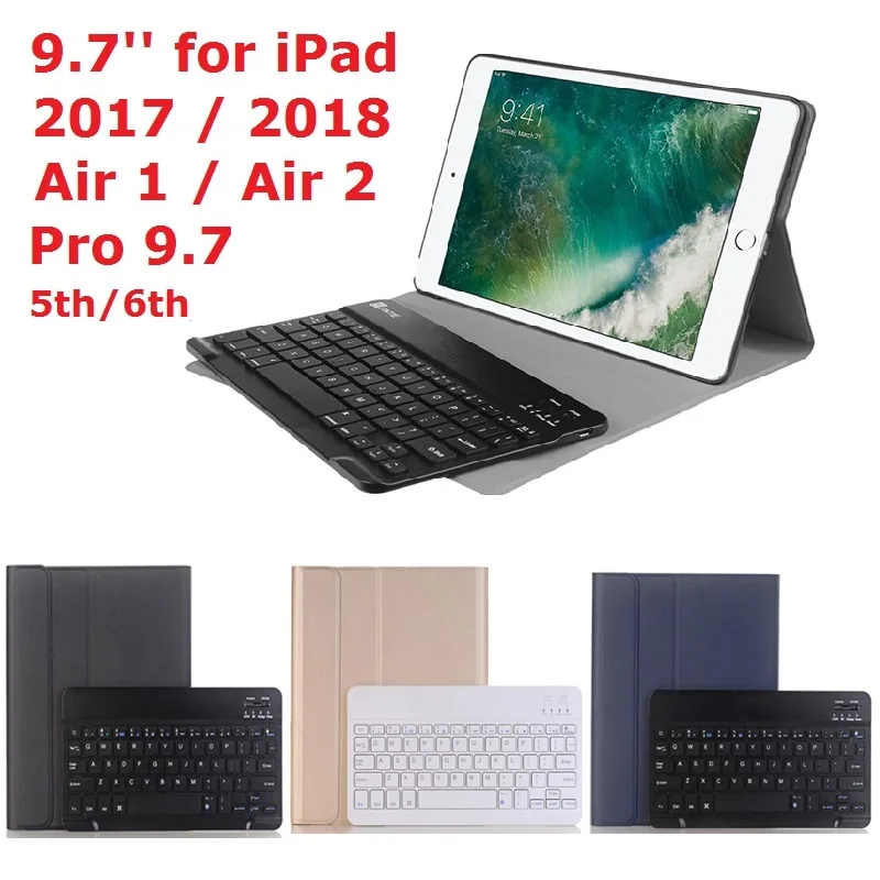 Новый Для iPad 9 7 2017 2018 5th 6th Air 1 Air/Air 2/Pro Клавиатура чехол Русский Испанский Bluetooth клавиатура для Чехол|Чехлы