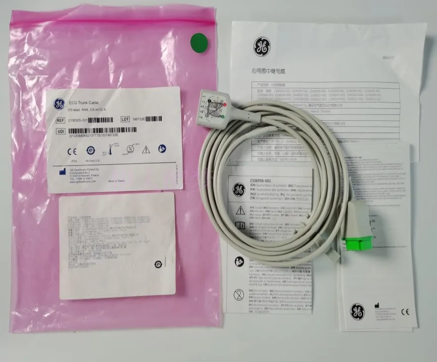 

GE синий стандартный оригинальный импортный AHA американский стандарт взрослый трехпроводный пятипроводной Универсальный удлинитель ЭКГ 3,6 м