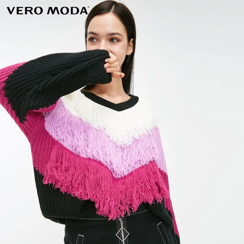 Женский вязаный свитер с v-образным вырезом и кисточками Vero Moda | 318413592