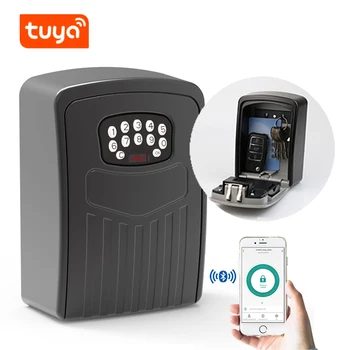 Tuya Smart Key Lock Box Wall Mounted Aluminum Alloy Key Safe Box Weatherproof With Code Key Storage Lock Box Indoor Outdoor 1