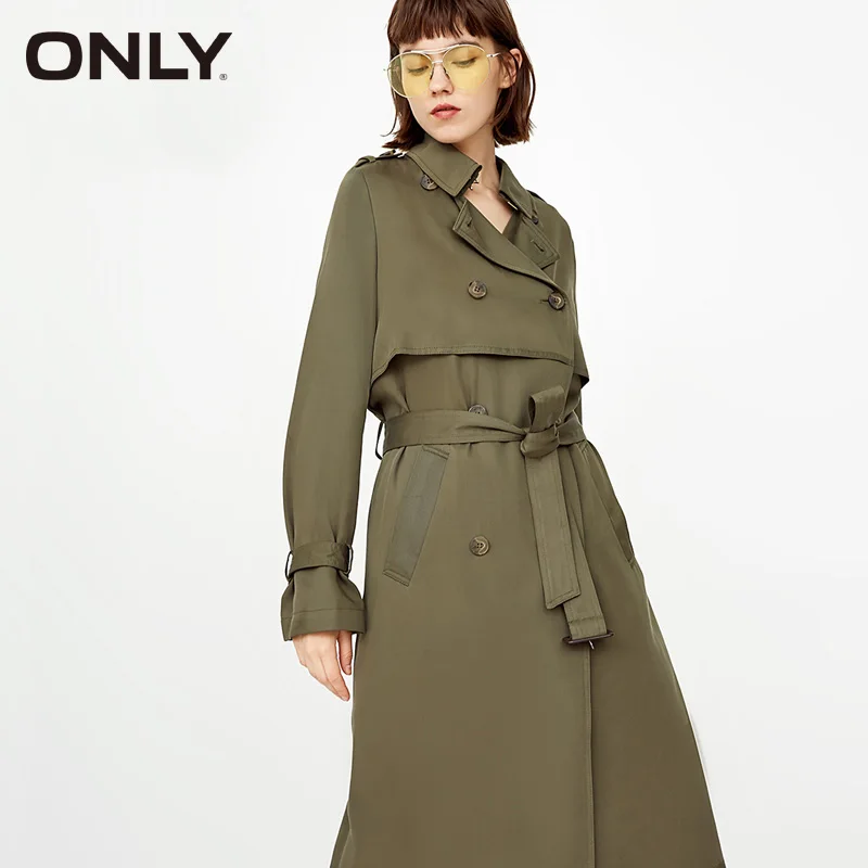 ONLY женское длинное двубортное пальто с поясом | 118336508