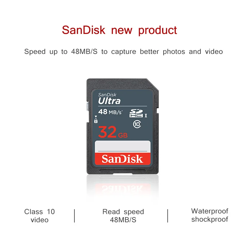SanDisk Ultra SD карта 32 Гб 16 Гб SDHC высокая скорость 48 м/с класс 10 UHS-I карта памяти для камеры