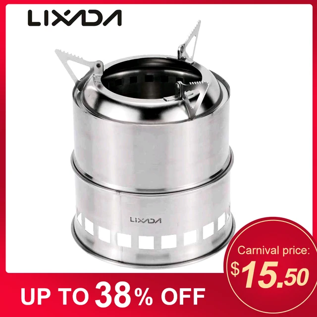 US $15.50 Lixada Stainless Steel Wood Stove Portable Lightweight Alcohol Stove Burner Outdoor Hiking Cooking 