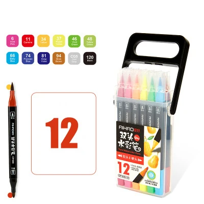 Мягкая жесткая двуглавая ручка, товары для рукоделия, цветная Водонепроницаемая ручка, кисть, ручка, маркеры для рисования, цветная Водонепроницаемая ручка - Цвет: 12 Colors