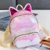 Женский Блестящий рюкзак с милыми ушками, двойная сумка на плечо, мини шикарные рюкзаки для девочек, расшитый блестками туристический рюкзак - Цвет: Hot Pink