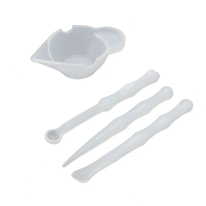 

4Pcs Silicone Mixing Cups Stirrers Spoon Scraper DIY Resin Jewelry Tools Kit