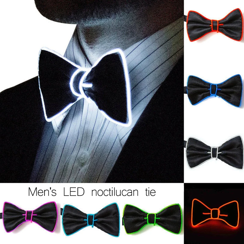 Flashing Necktie Polyester Silk Accessories Evening Show Christmas Gift Bow Tie Luminous LED Dance Jewelry Bowtie Party
