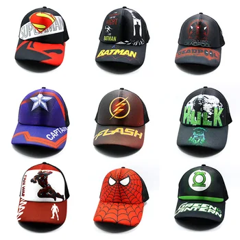 

Cotton Avengers SpiderMan Iron Man Deadpool batman pattern sun Hat Model Hip-hop cap Toys Cos Anime Prop Gift Toys For Children
