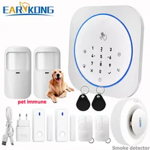 GSM Alarm System Safe RFID APP Touch Keyboard 433MHz Door Open & Closed Sensor Alarm Infrared PIR animal immune motion detector